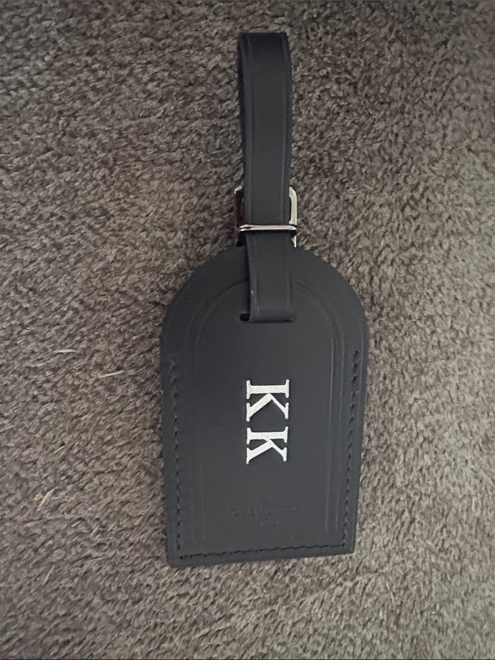 Black Leather Luggage Tag with Monogram